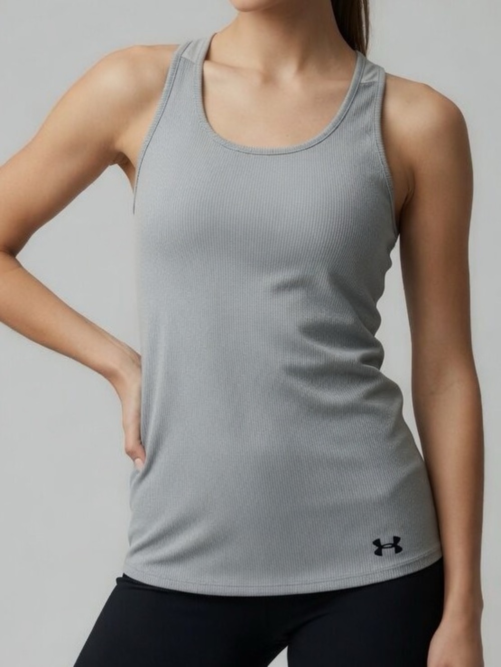 Under Armour Light Gray Ribbed Racerback Tank